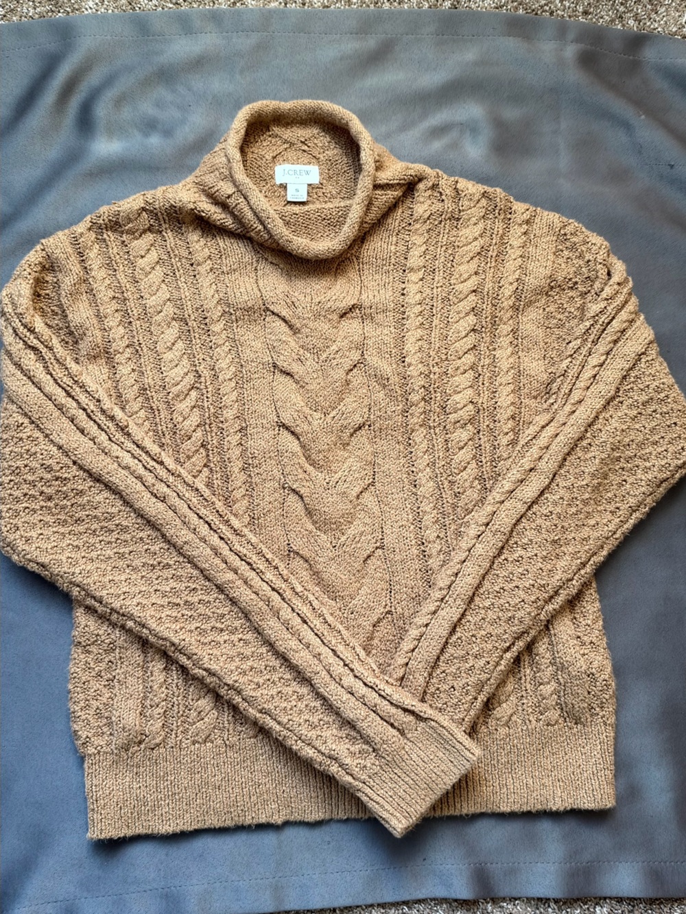 J. Crew Cable-Knit Turtleneck Sweater - Brown